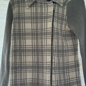 Plaid Zip-Up Sweater Jacket